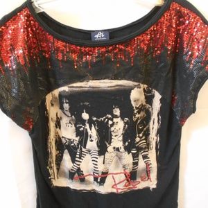 Authentic Icon REBEL Womens Small Black Red Sequin
